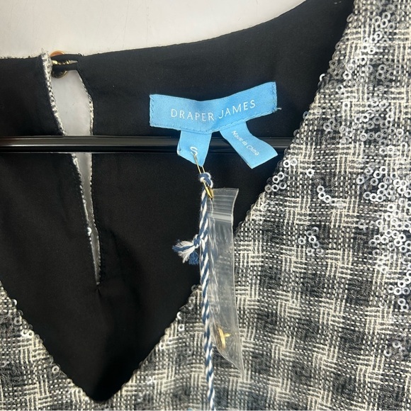 NWT Draper James Collection Plaid Sequin V-neck Top Black/White Size Small - Picture 14 of 14